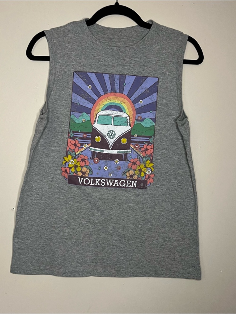 Volkswagen Grey Graphic Tank Top - Retro Van Print